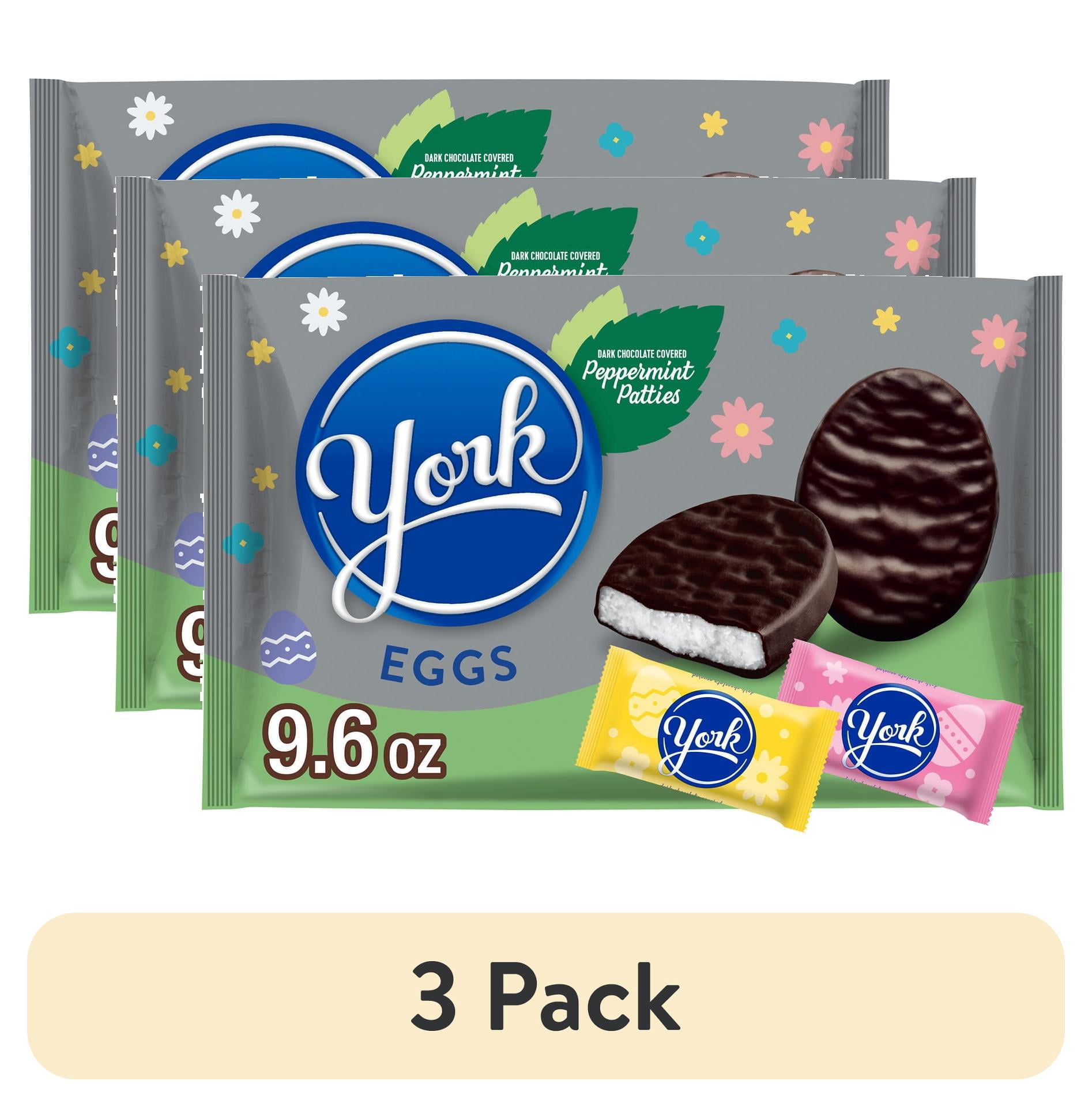 (3 pack) York Dark Chocolate Peppermint Patties Eggs, Easter Candy Bag, 9.6 oz