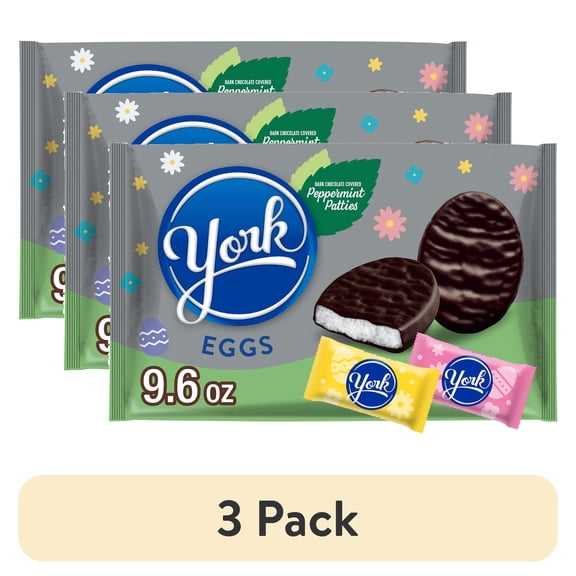 (3 pack) York Dark Chocolate Peppermint Patties Eggs, Easter Candy Bag, 9.6 oz