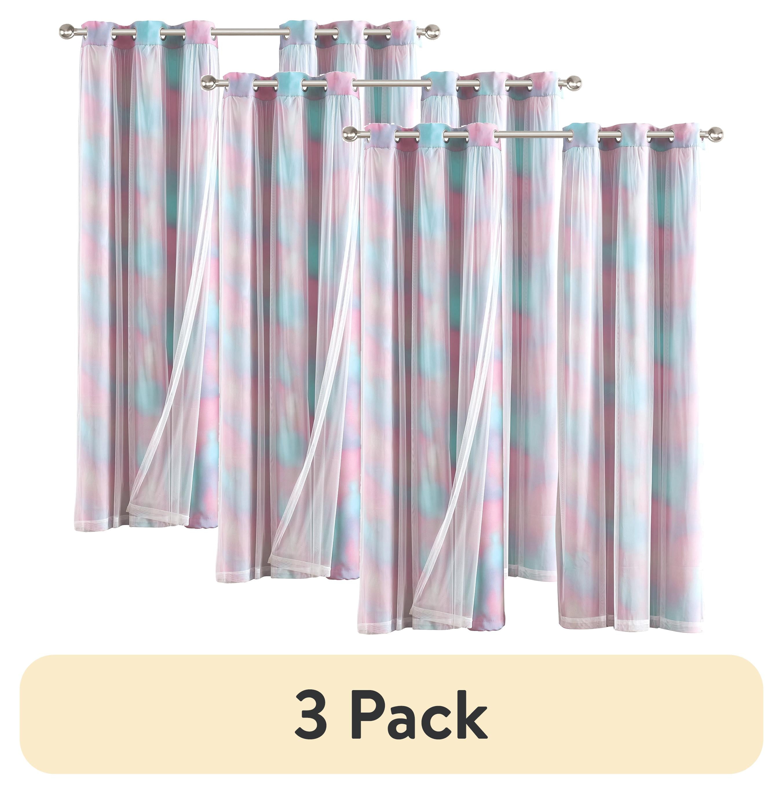 (3 pack) Your Zone Blackout Curtain Panel with Sheer Overlay, 1 Panel, Tie Dye, 37" W x 84" L