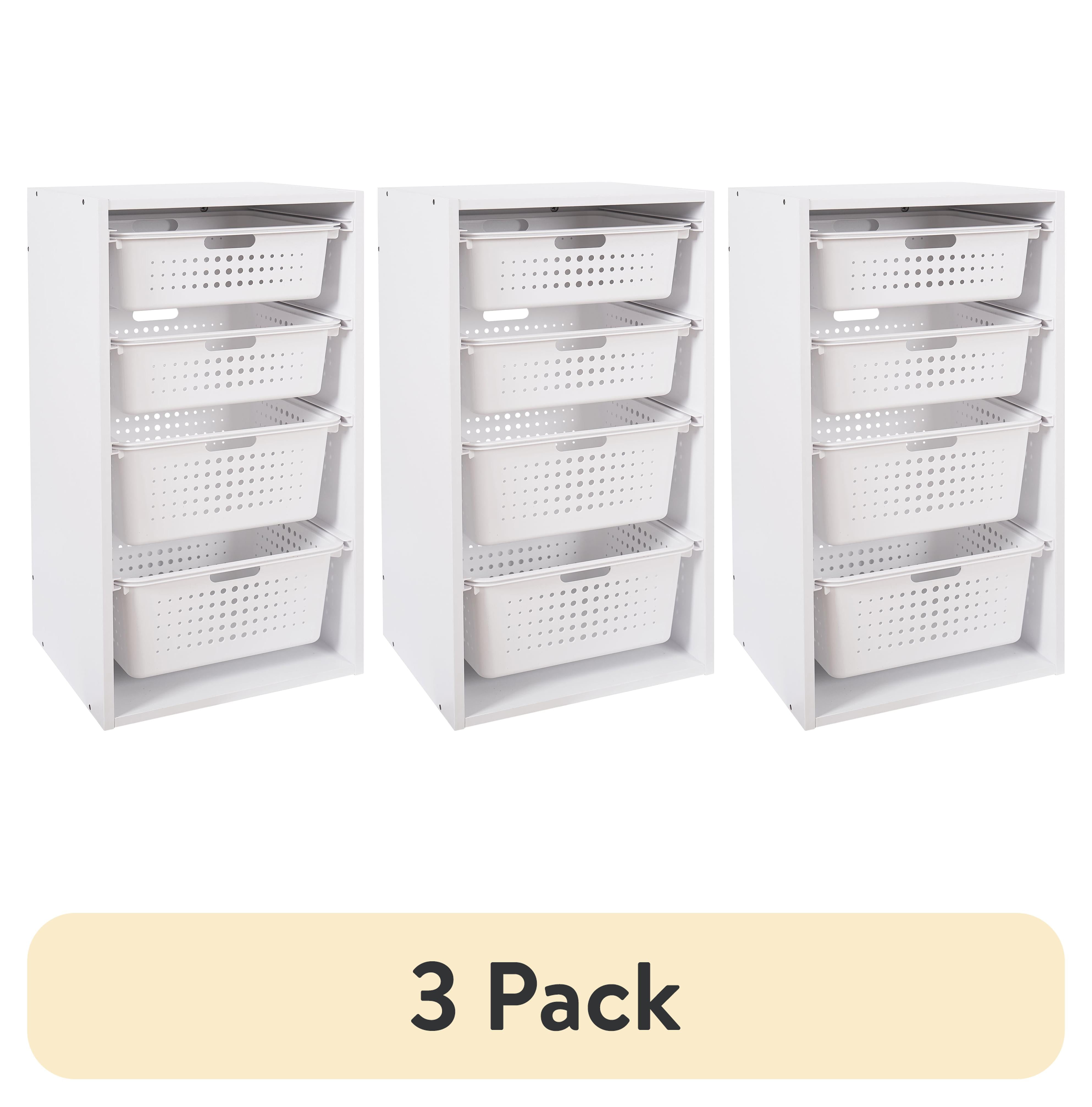 White Kids Sliding Bin Organizer with 4 Storage Bins