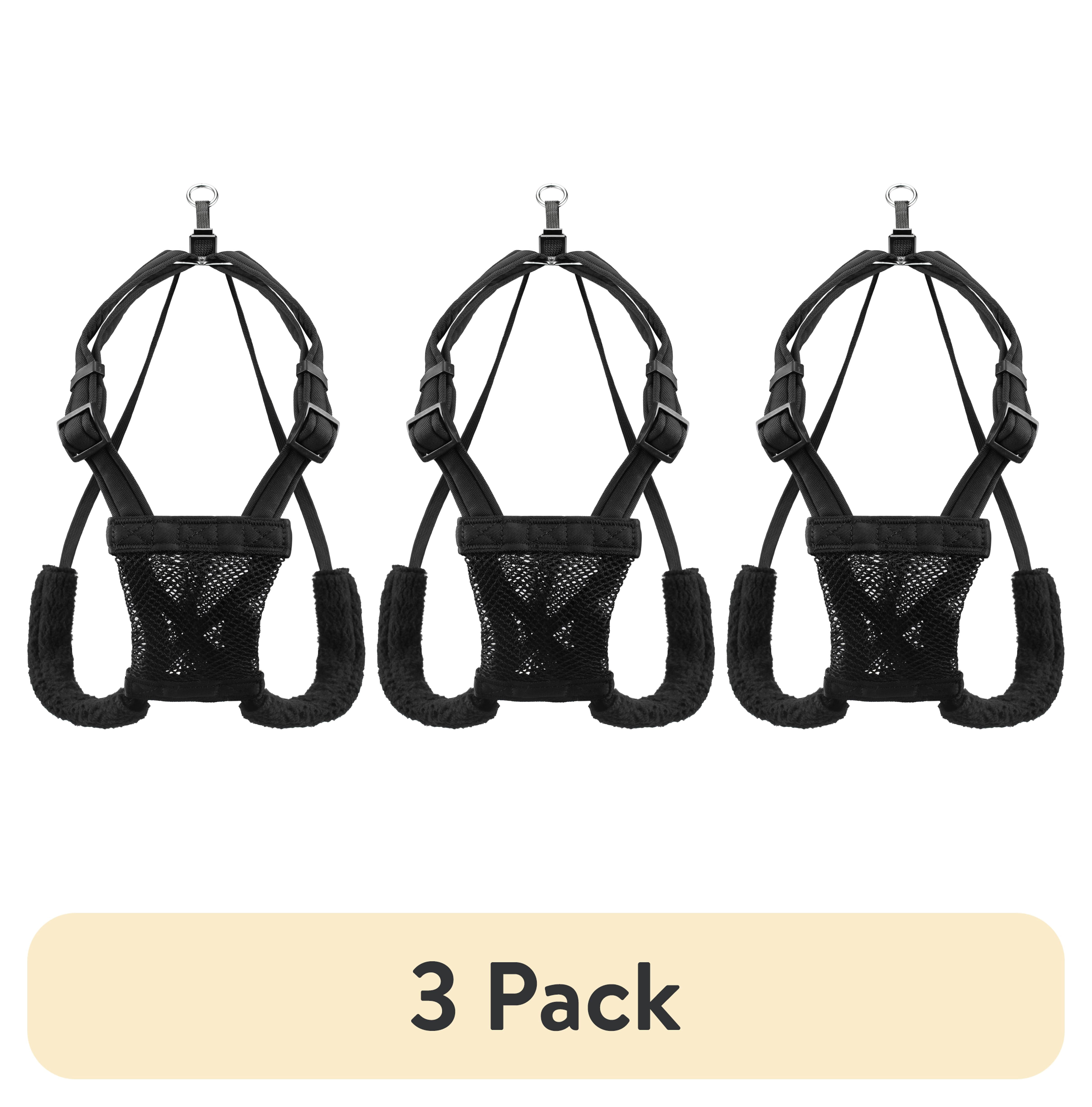(3 pack) Yuppie Puppy No Pull Dog Harness, Adjustable Comfortable Walking Nylon Mesh Harness for Medium Dogs, Black, M (14–20"" Chest)