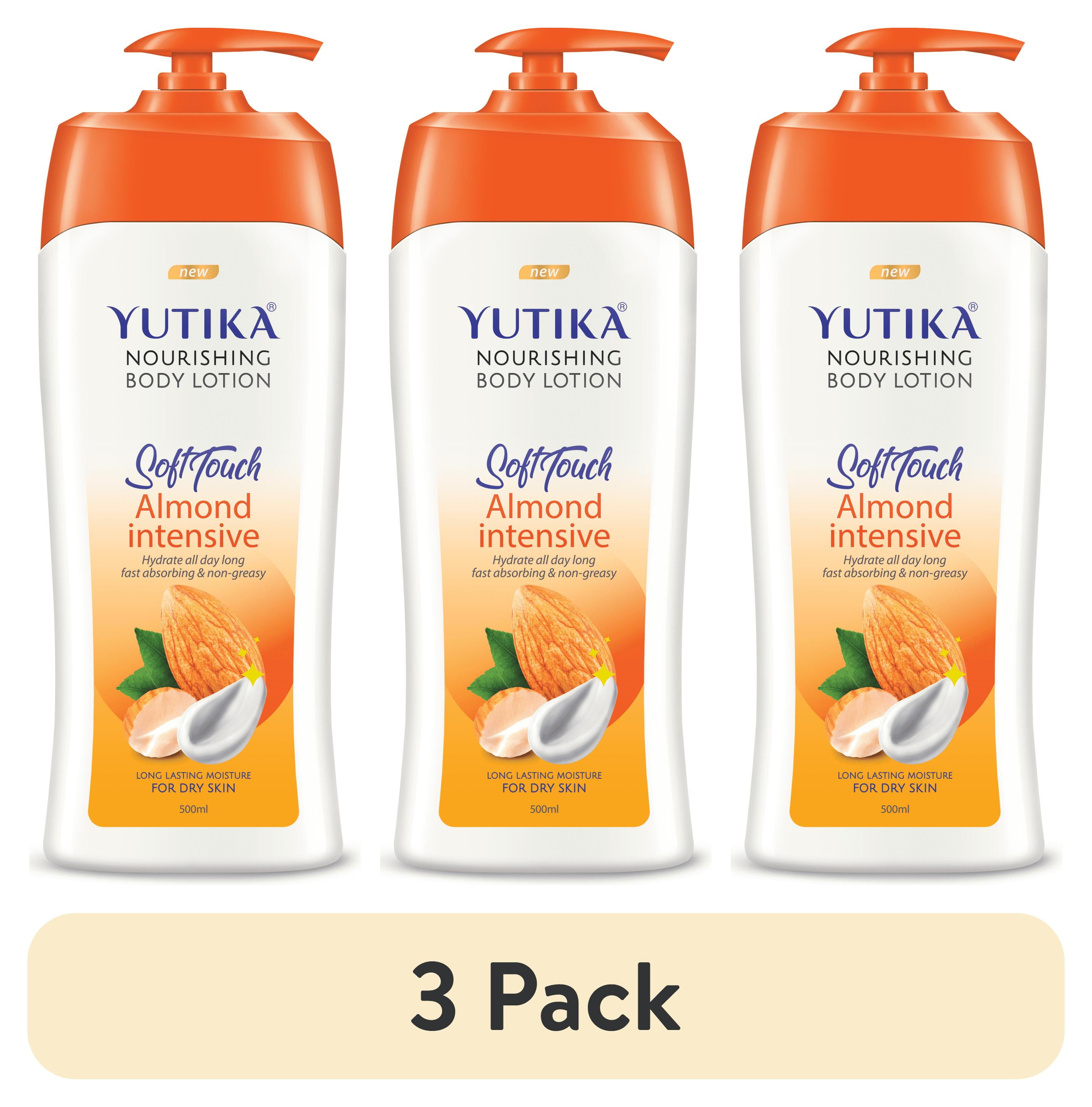 (3 pack) Yuthika Daily Moisturizing Body Lotion, Long Lasting, Non-Greasy, Fast Fast-Absorbing Lotion, Almond, 17.64 Oz