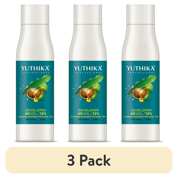 (3 pack) Yuthika Professional 40 Vol Hair Dye Developer, Long-Lasting Moisturising hair dye, 8.45 fl oz