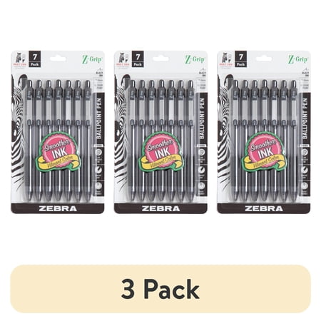 (3 pack) Z-Grip Retractable Ballpoint Pen, 1.0 mm, Black Ink, 7-Pack