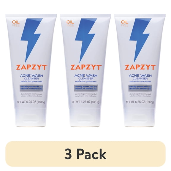 (3 pack) ZAPZYT Acne Wash Cleanser, 6.25 oz