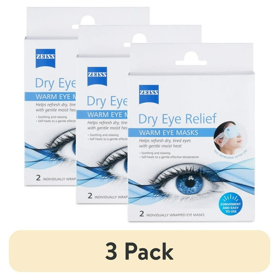 (3 pack) ZEISS Dry Eye Relief Warm Compress Heated Eye Masks, 2 Pack