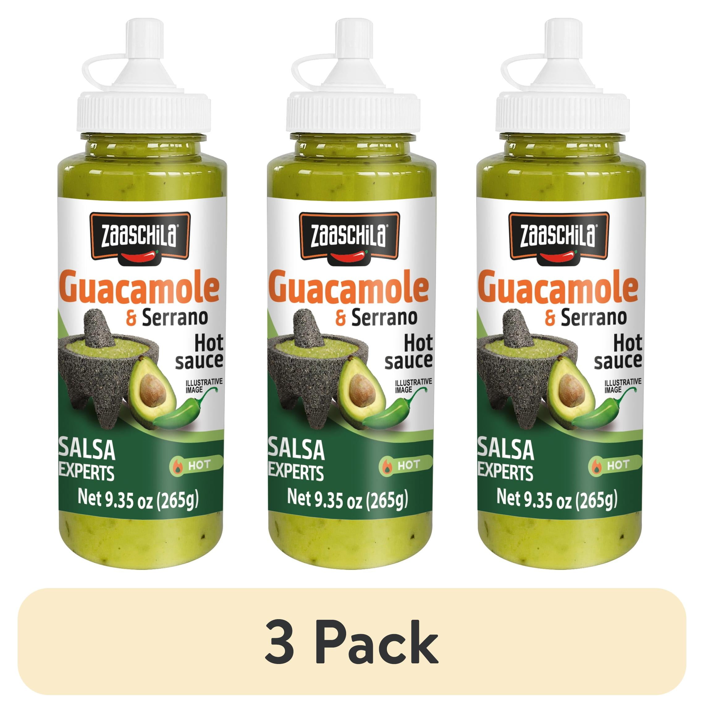 3 pack) Alimentos Tres Zaaschila Guacamole and Serrano Sauce, 9.35
