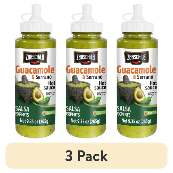 (3 pack) Alimentos Tres Zaaschila Guacamole and Serrano Sauce, 9.35 oz
