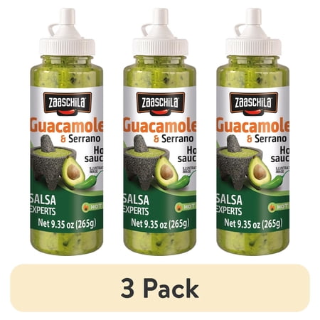 (3 pack) Alimentos Tres Zaaschila Guacamole and Serrano Sauce, 9.35 oz