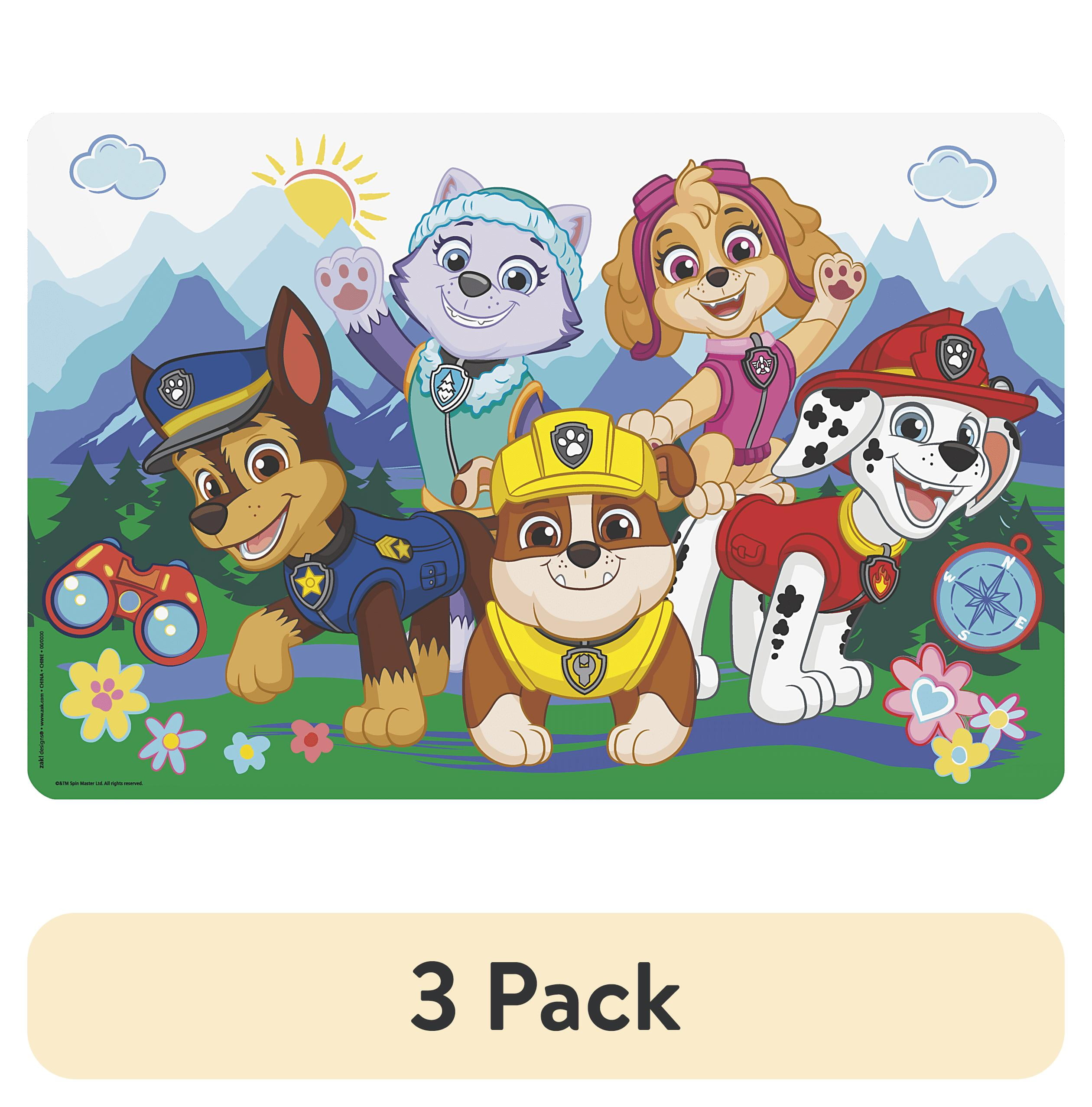 (3 pack) Zak Designs 11.8" x 17.6" Paw Patrol Reusable Kids Plastic Placemat, Everest, Skye and Friends