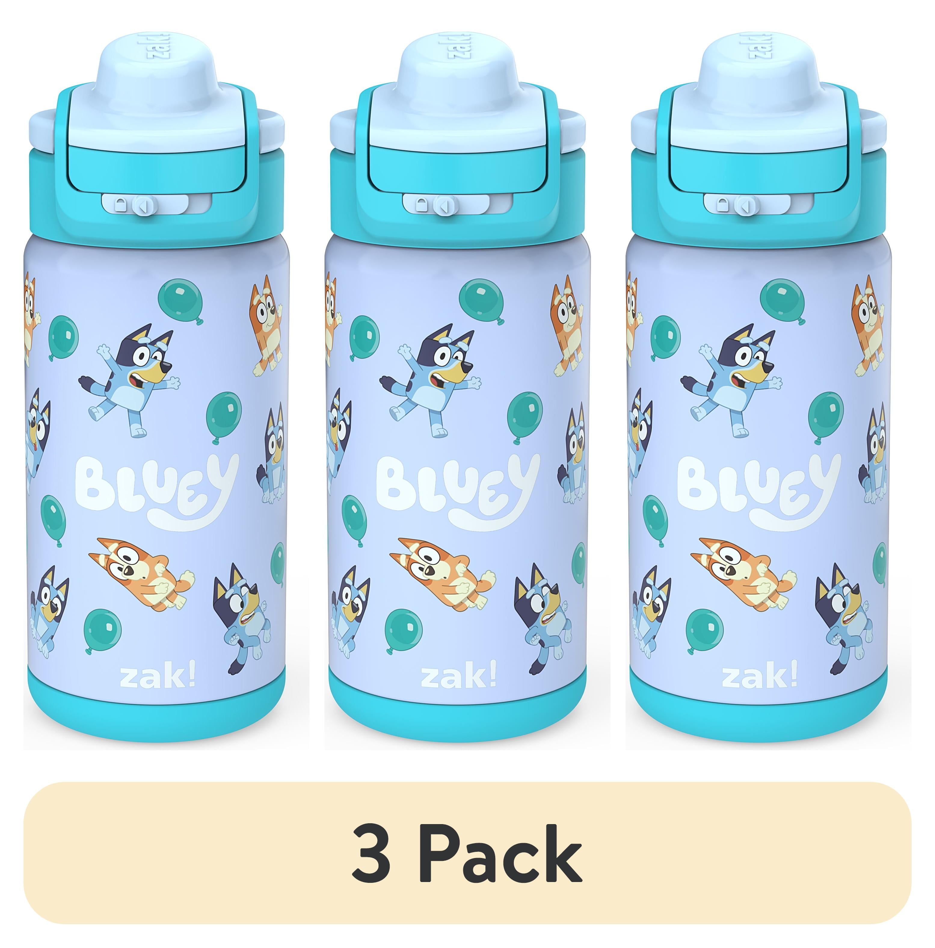 (3 pack) Zak Designs 14oz Bluey Kids Straw Water Bottle, Stainless ...