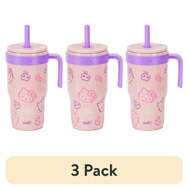 (3 pack) Zak Designs 18oz Hello Kitty Kids Straw Handle Tumbler