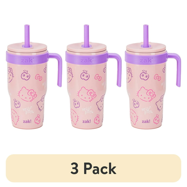 3 pack) Zak Designs 18oz Hello Kitty Kids Straw Handle Tumbler