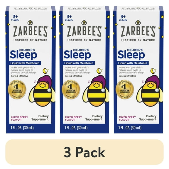 (3 pack) Zarbee's Children's Sleep Liquid with Melatonin, Natural Berry