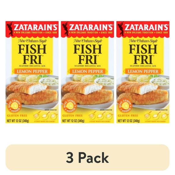 (3 pack) Zatarain's Gluten Free Lemon Pepper Fish Fri, 12.0 oz Box