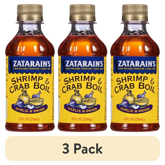 (3 pack) Zatarain's Kosher New Orleans Style Garlic & Onion Shrimp & Crab Boil, 8.0 fl oz Bottle
