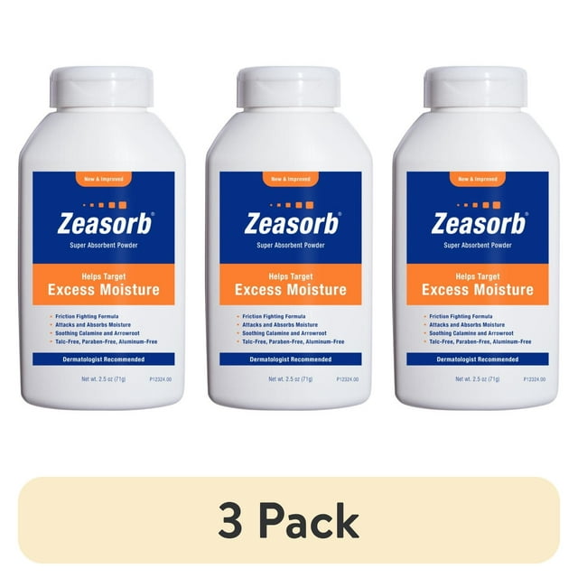(3 pack) Zeasorb Prevention Foot & Body Powder, Absorb Excess Sweat & Moisture, 2.5 oz