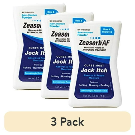 (3 pack) Zeasorb Super Absorbent Antifungal Treatment Powder for Jock Itch, 2.5 Ounce