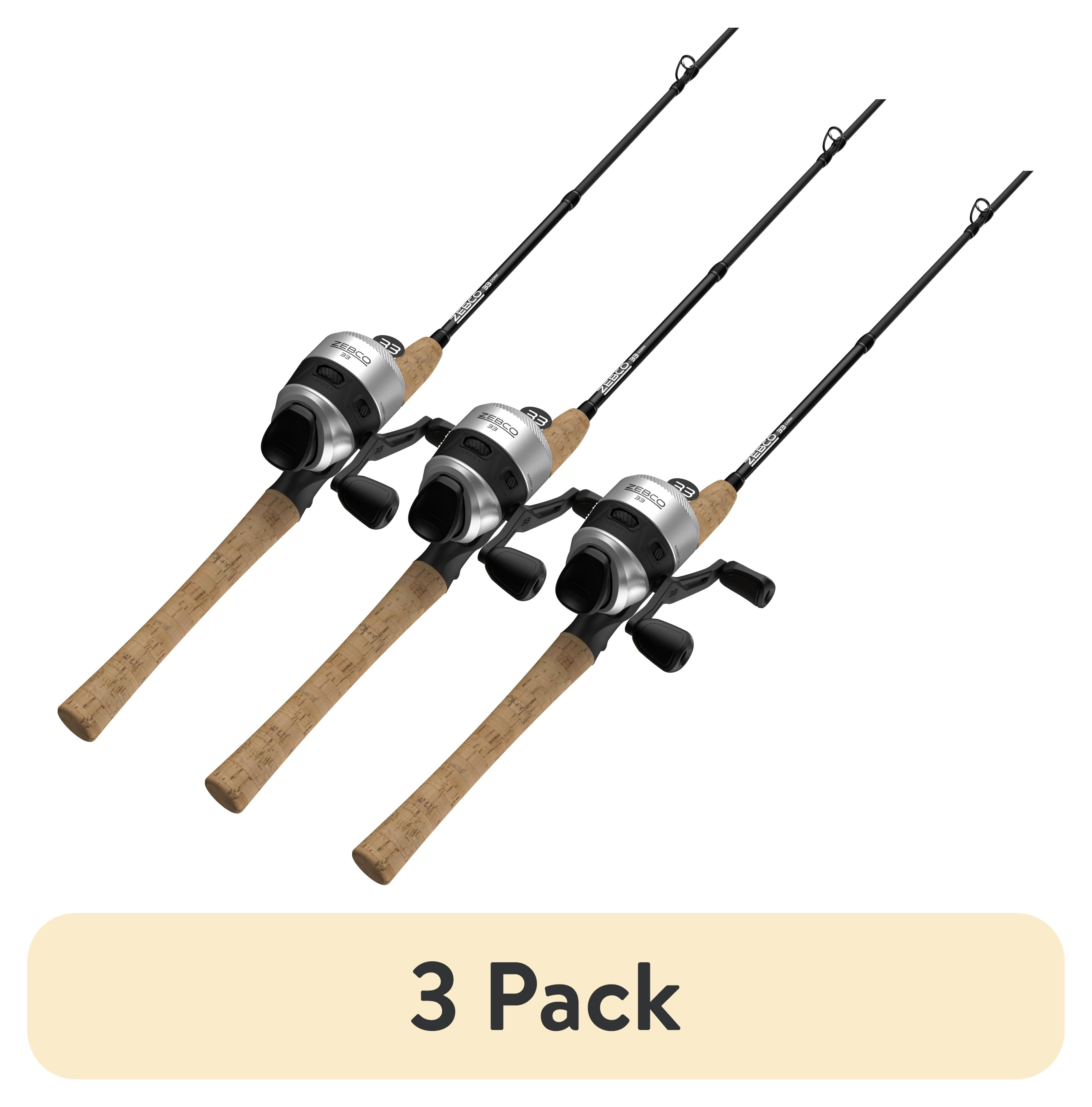 3 pack) Zebco 33 Cork Handle Spincast Reel and IM6 Graphite