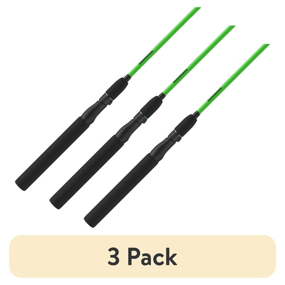 (3 pack) Zebco Hotcast Fiberglass Spinning Fishing Rod, 4-foot 6-inch 2-Piece Medium-Light Power, Green