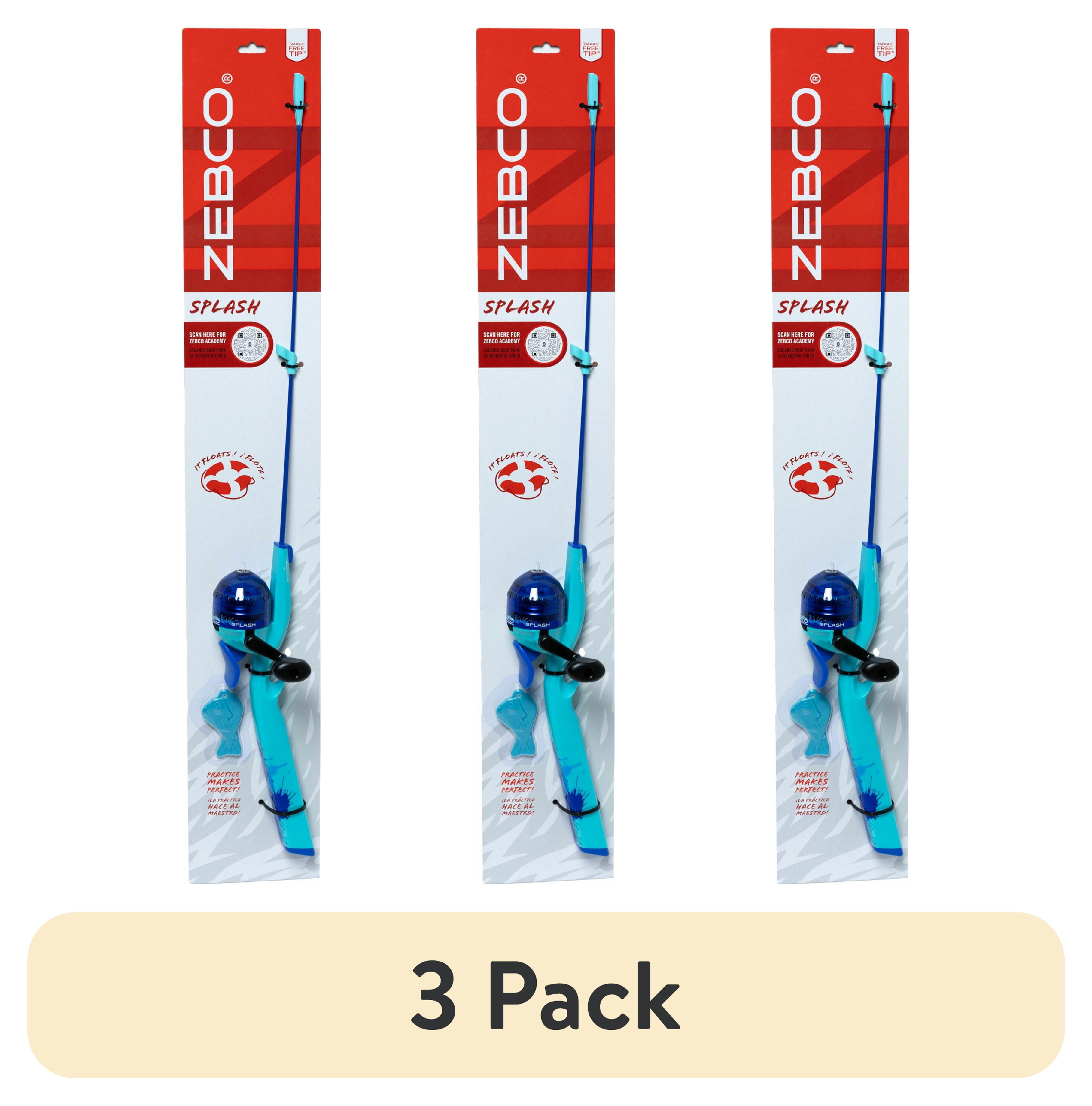 3 pack) Zebco Kids Splash Floating Spincast Reel and Fishing Rod