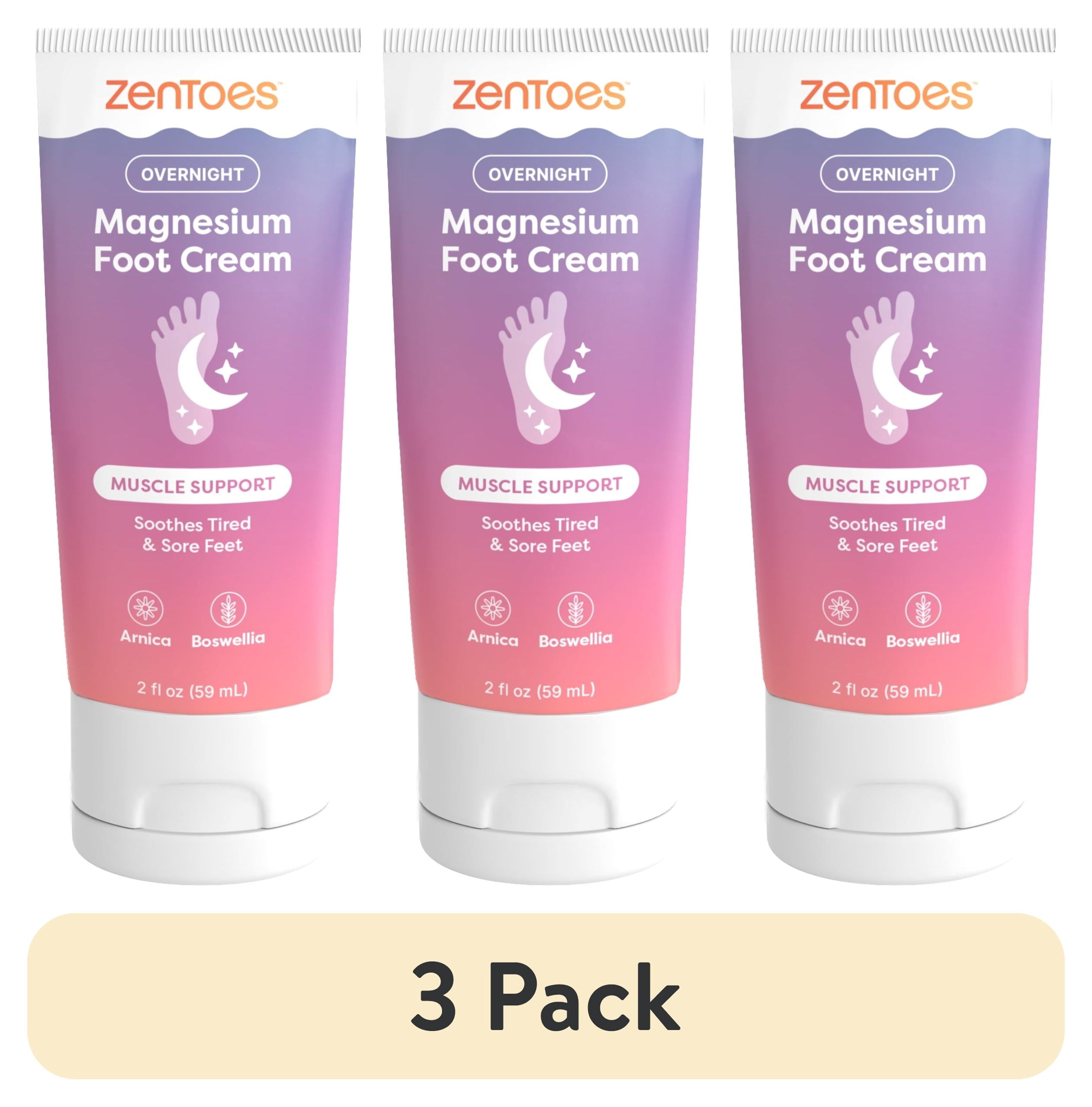 (3 pack) ZenToes Magnesium Cream with Arnica for Foot Relaxation and Care, 2 fl oz