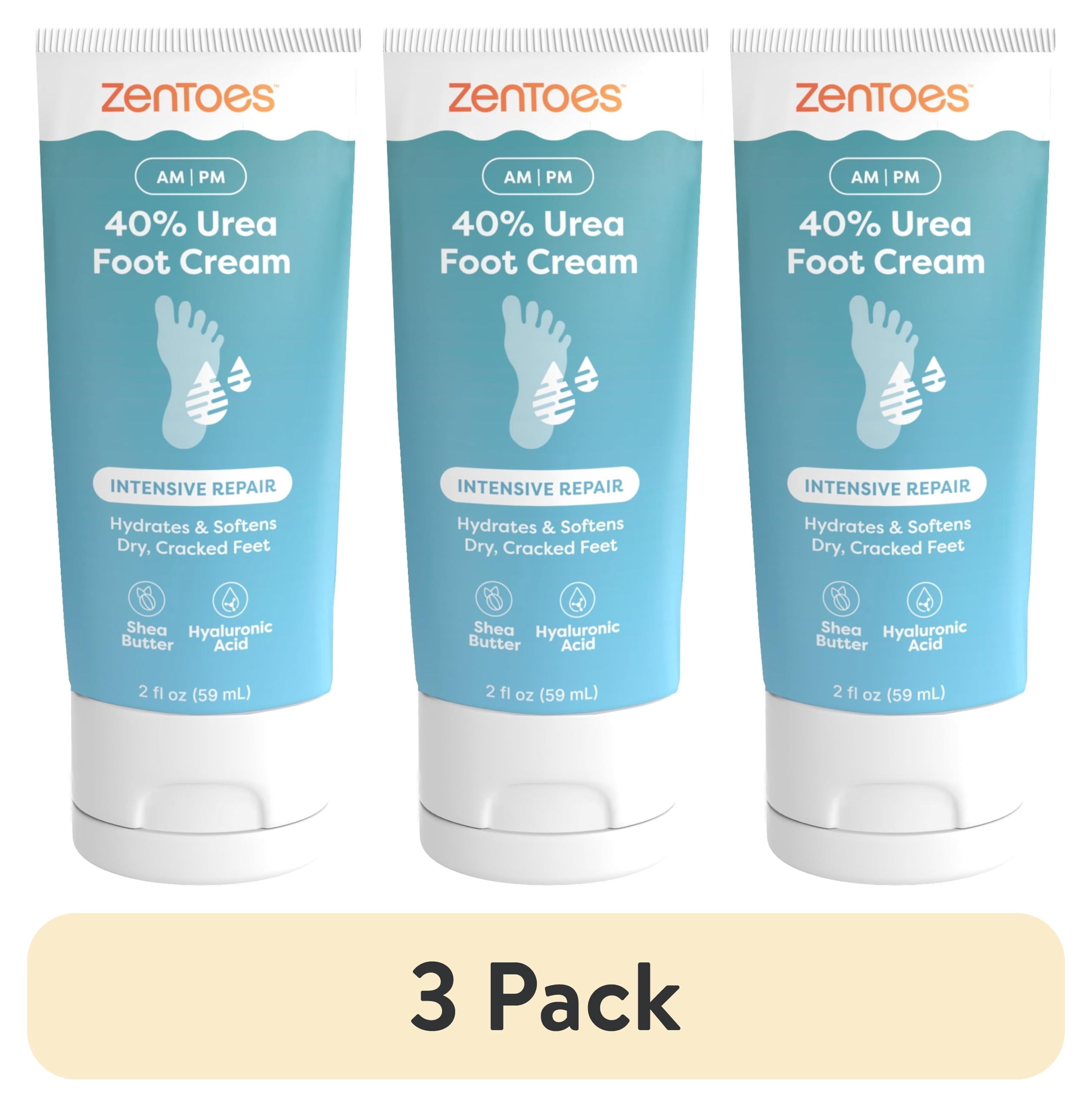 (3 pack) ZenToes Urea Foot Cream, 40 Percent Urea, 2 fl oz – Foot Repair Cream for Dry Feet, Cracked Heels, and Rough Skin