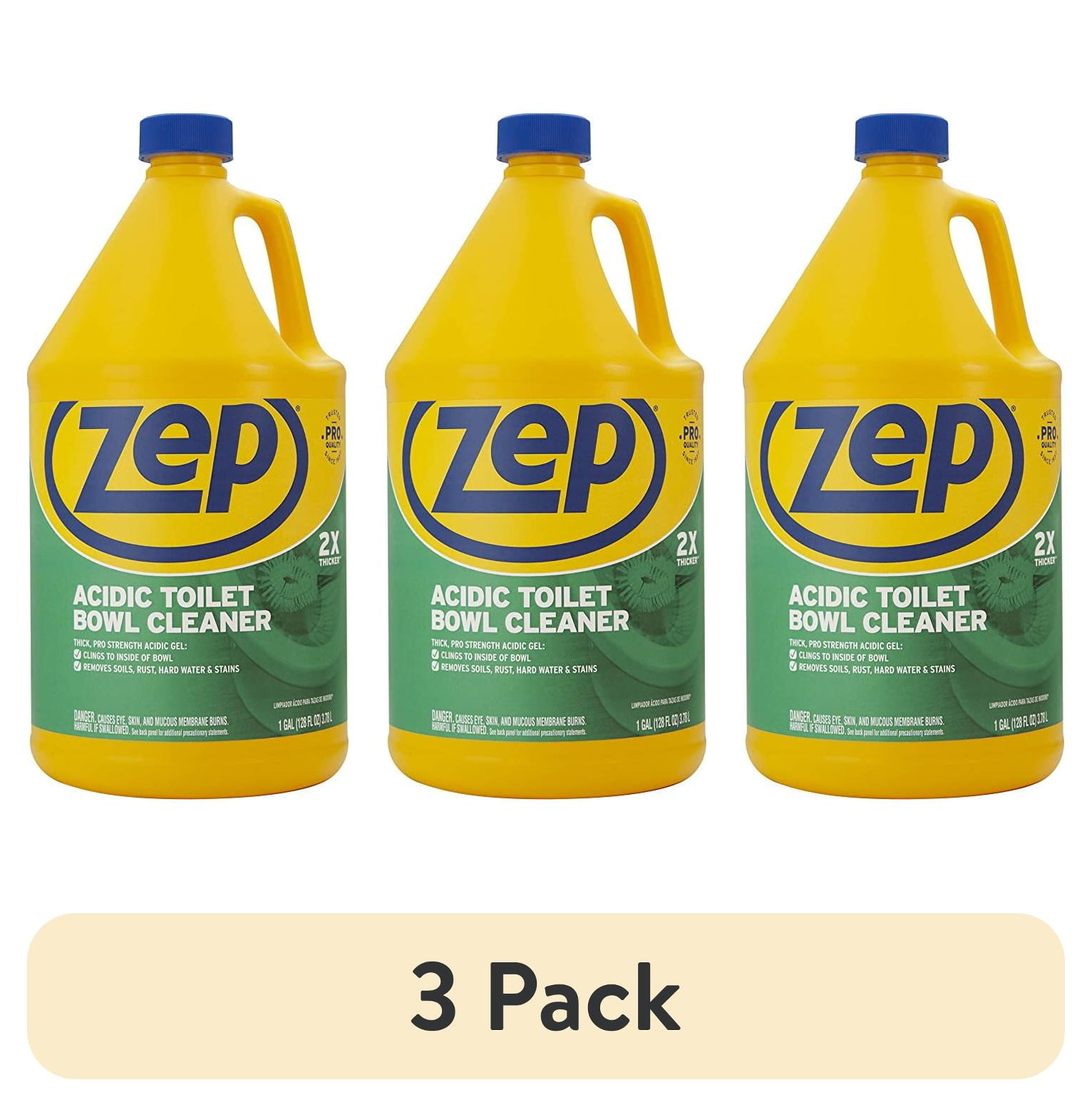 (3 pack) Zep Acidic Toilet Bowl Gel Cleaner 128 oz.