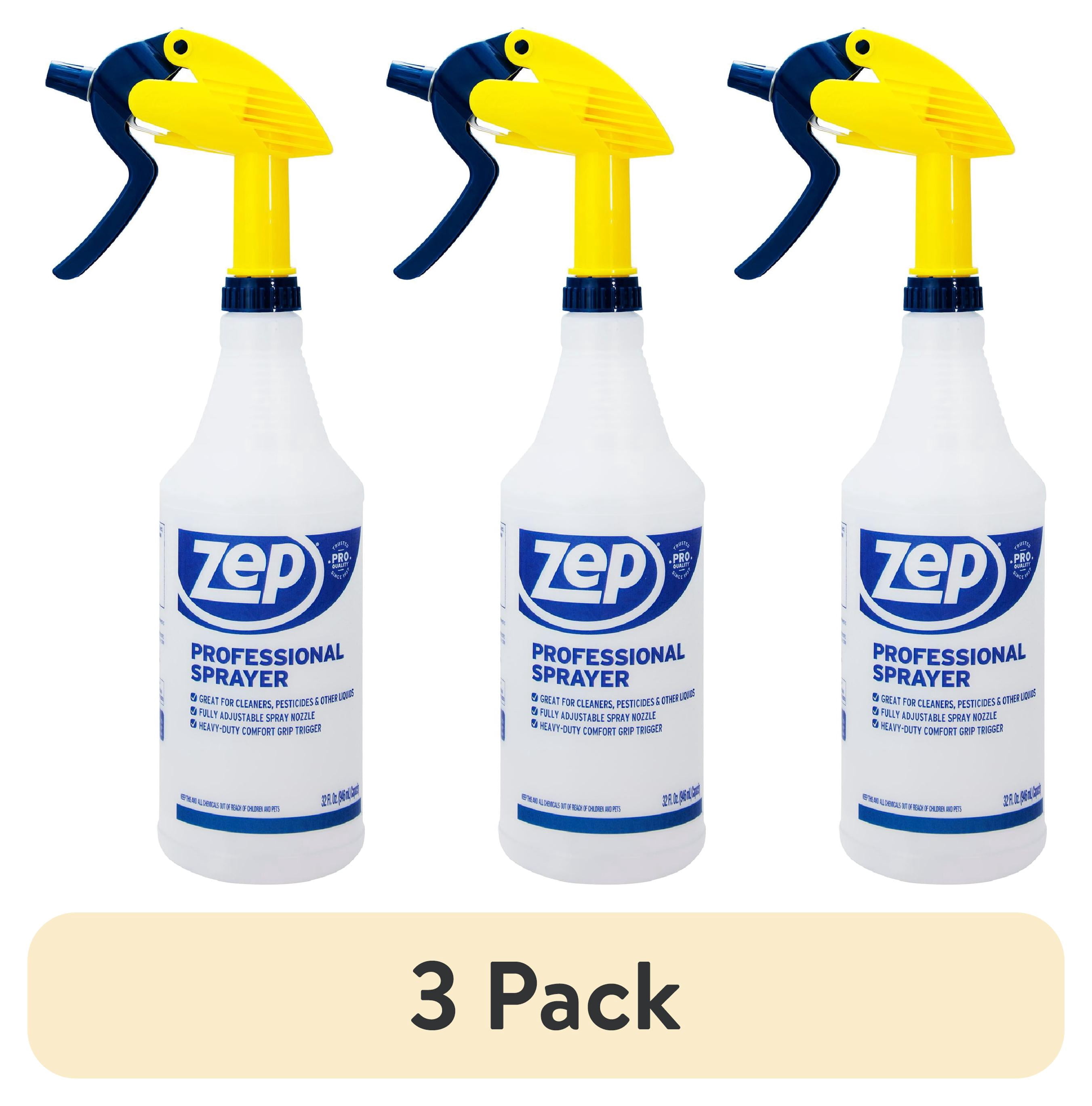 (3 pack) Zep Professional Plastic Spray Bottle, 32 oz, Adjustable Nozzle, Comfort Grip