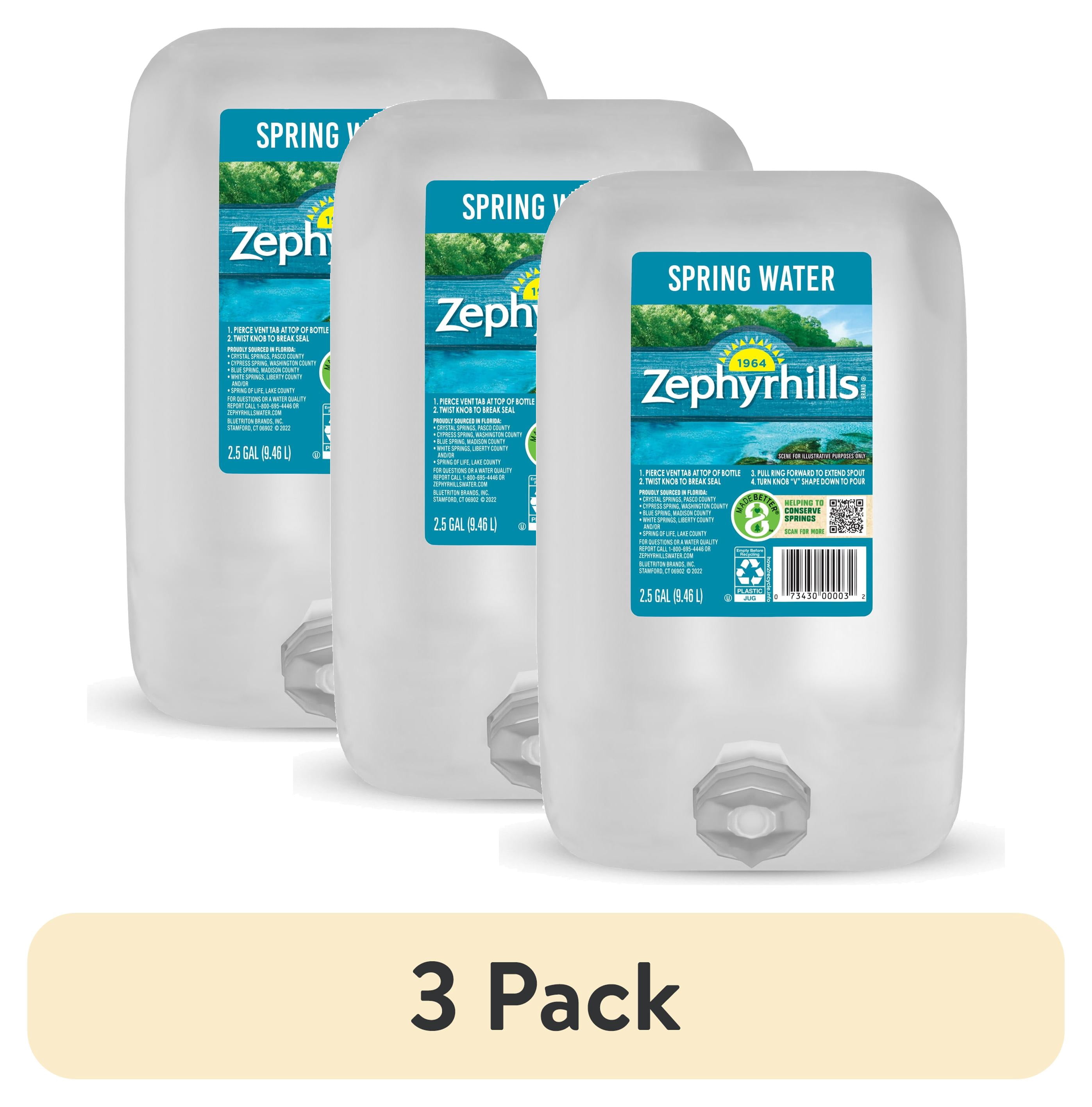3 pack) Zephyrhills Florida Spring Water, 2.5 gal, Single Plastic