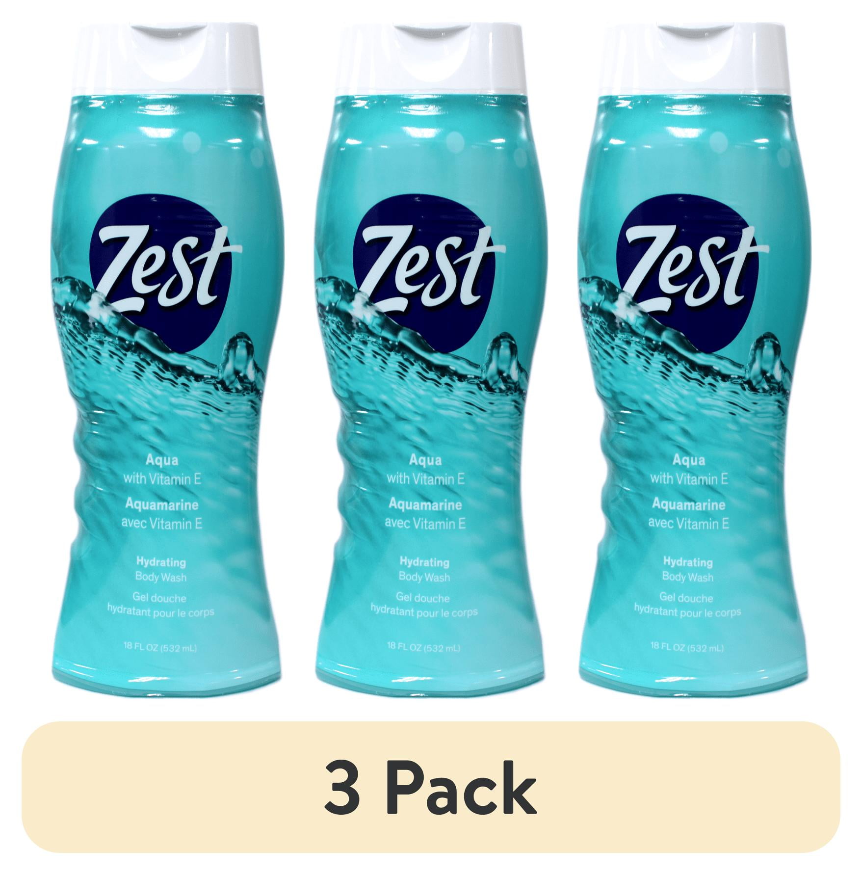 (3 pack) Zest Hydrating Body Wash Shower Gel Aqua Scent with Vitamin E 18 fl oz