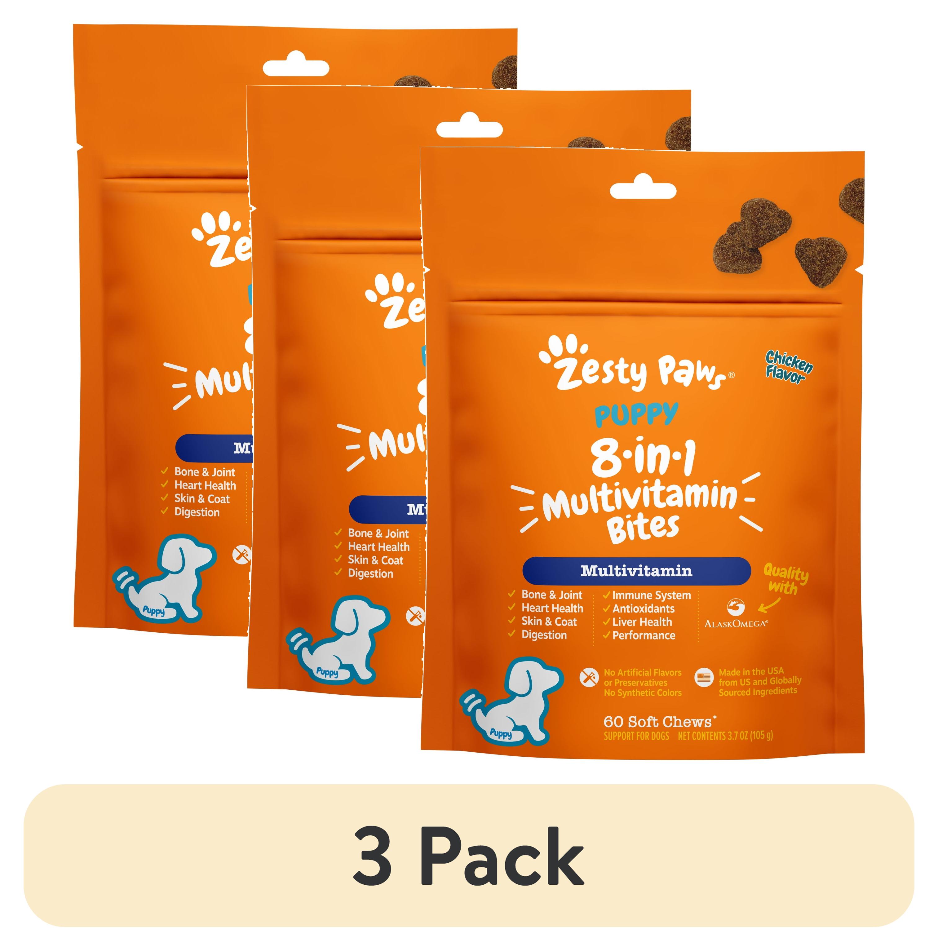 (3 pack) Zesty Paws Puppy 8-in-1 Multivitamin Bites Chicken Flavor Dog Supplement, 60 Count