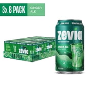 (3 pack) (3 pack) (3 Packs) Zevia Zero Sugar, 0 Calorie Caffeine-Free Ginger Ale Soda Pop, 12 fl oz, 8 Pack Cans