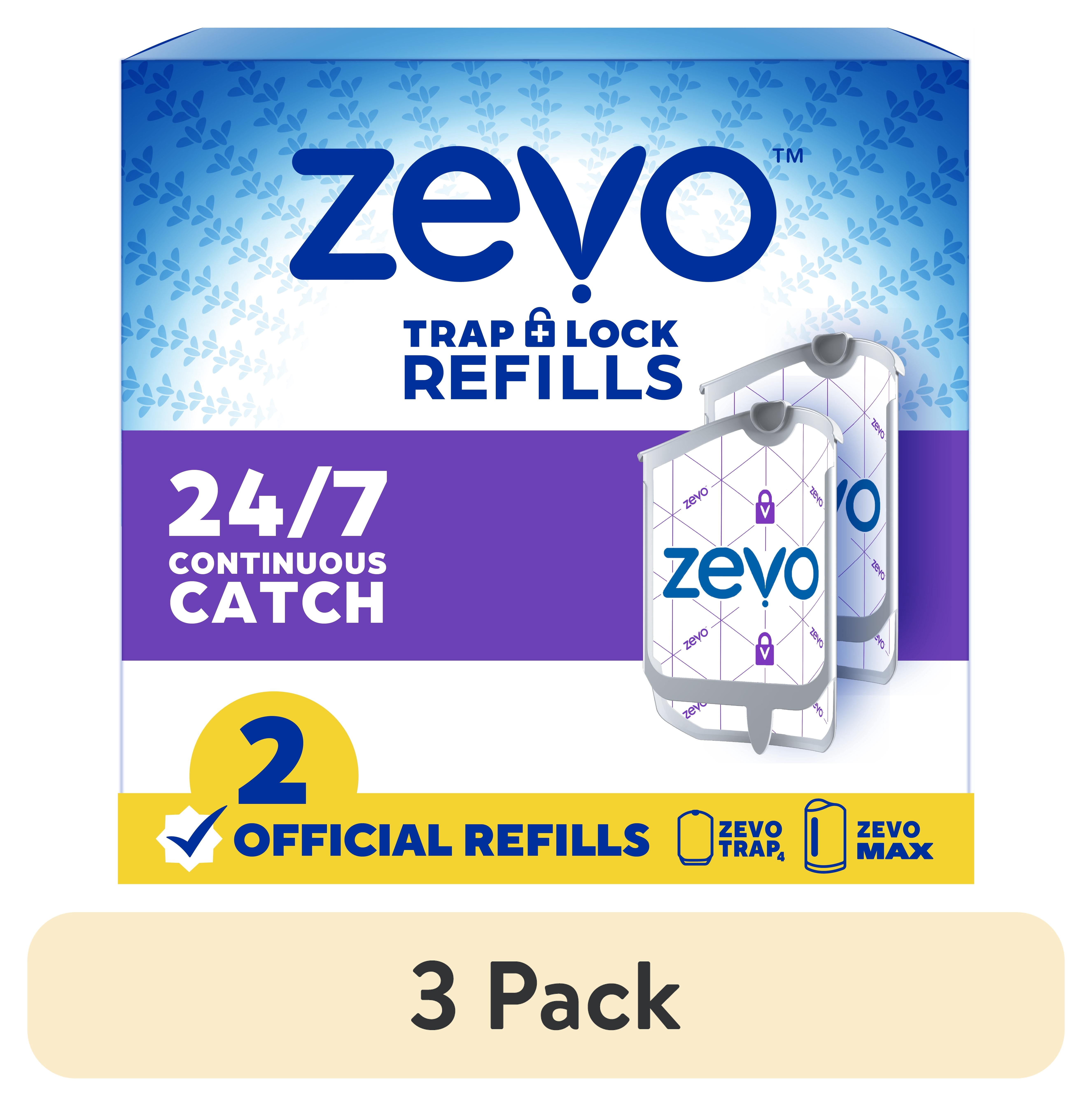 (3 pack) Zevo Full Size Refill: 2 Indoor Light Trap Refill Cartridges Capture House Flies, Fruit Flies, and Gnats (2 Full Size Refill Cartridges)