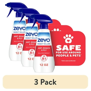 (3 pack) Zevo Multi Insect Killer Spray for Ants, Roaches & More 12oz Spray