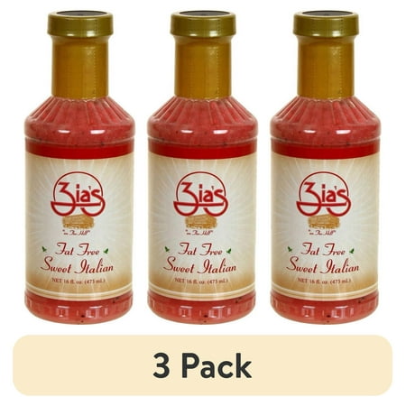 (3 pack) Zia's Fat Free Sweet Italian Dressing, 16 fl oz