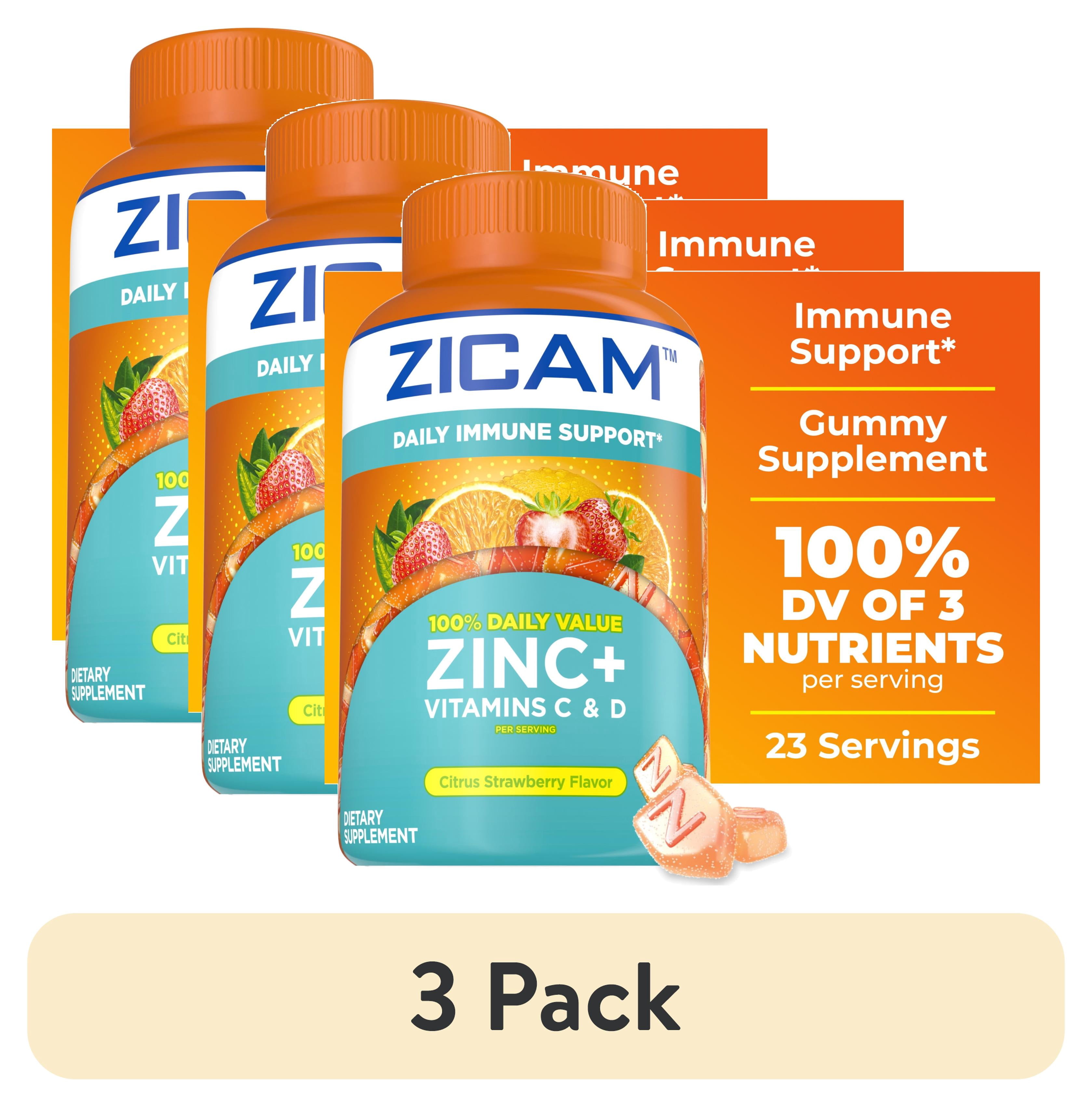 3 pack) Zicam Daily Immune Support, Gummy Supplement, Zinc