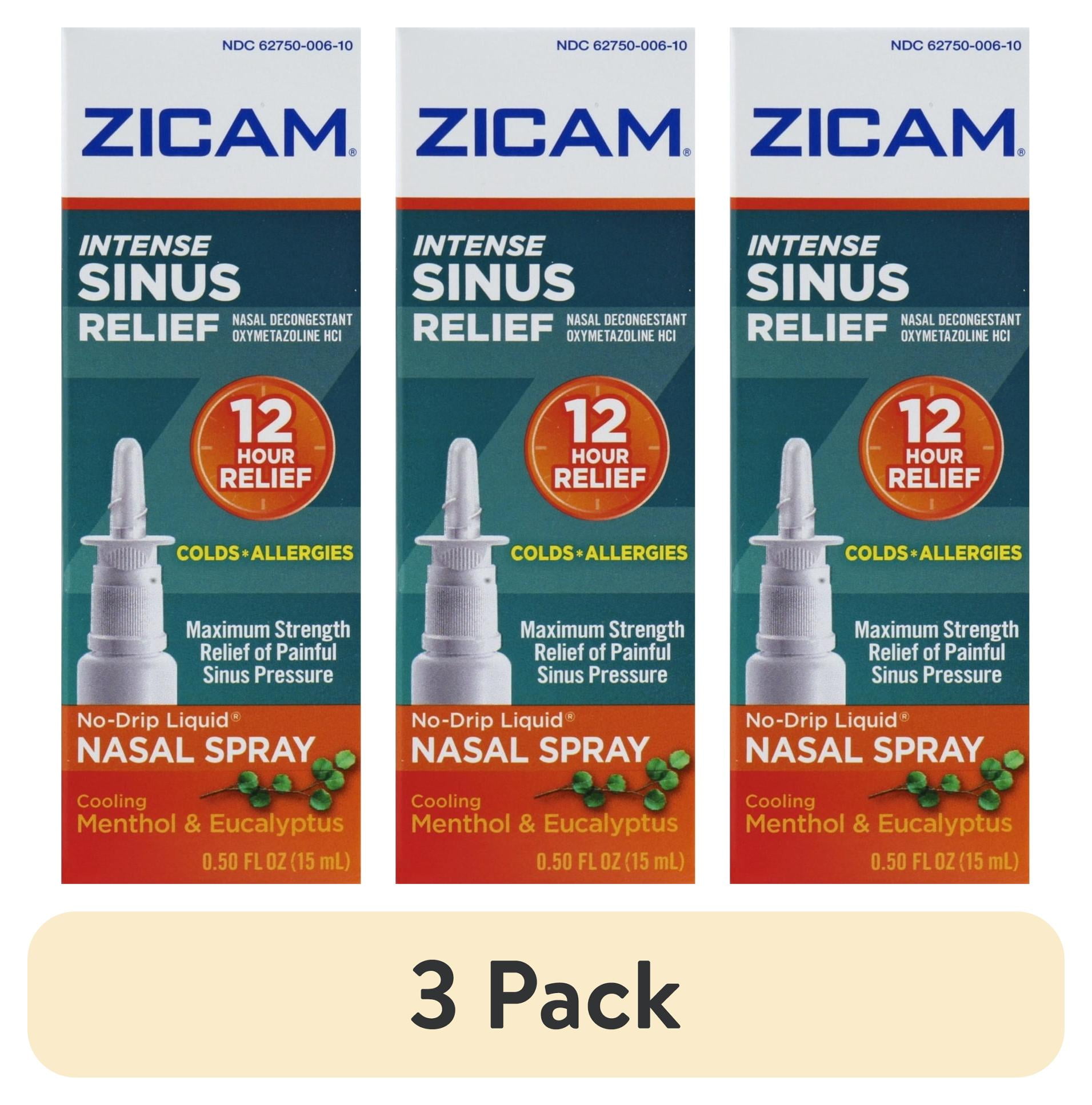 (3 pack) Zicam Intense Sinus Relief Liquid Nasal Spray 0.50 oz