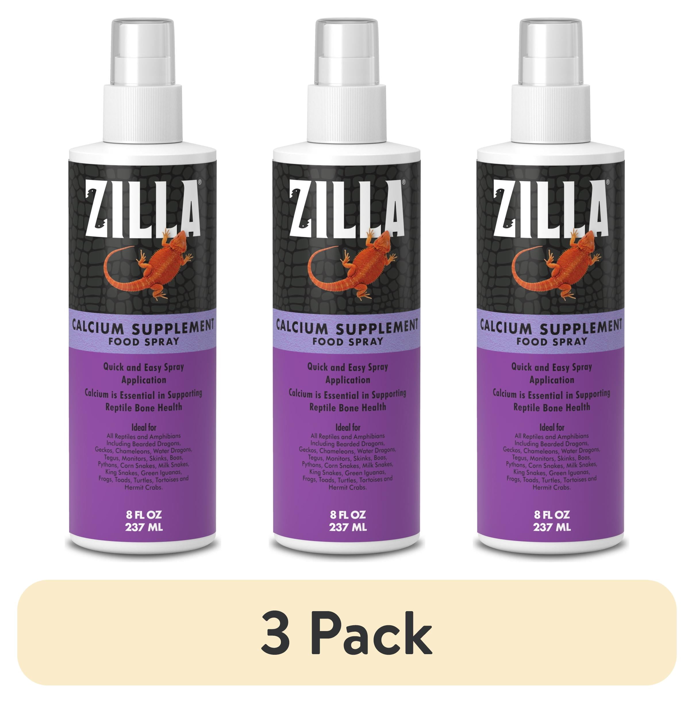 (3 pack) Zilla Calcium Supplement Spray 8 Fluid Ounce