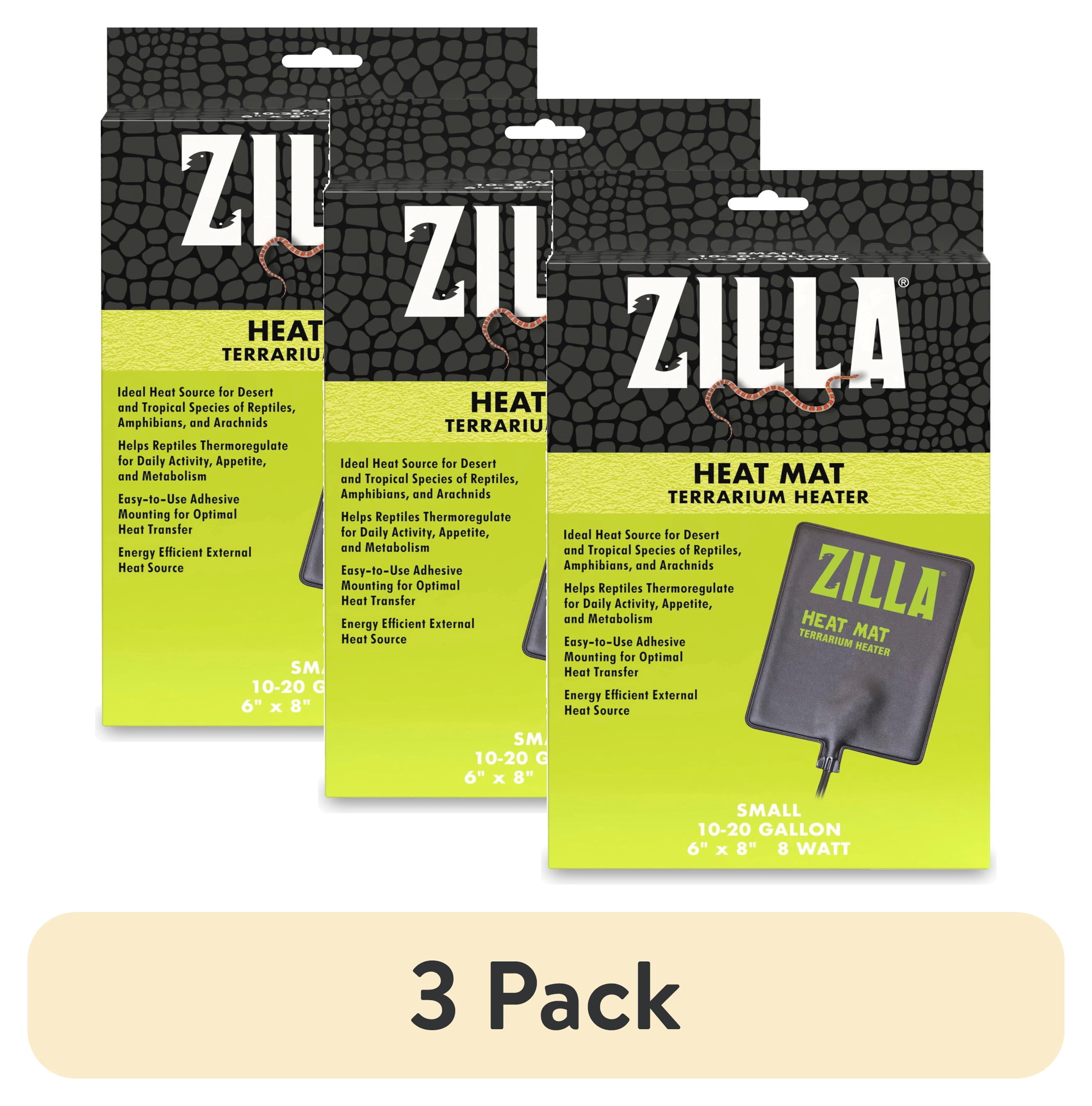(3 pack) Zilla Terrarium Heat Mat for Reptiles, Black, Small, 10-20 Gallon, 8 Watt
