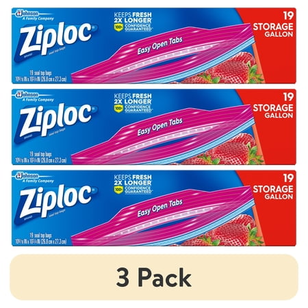(3 pack) Ziploc® Storage Bags, Gallon, 19 Count