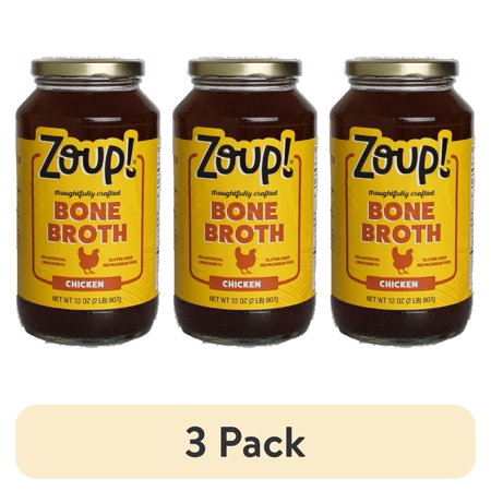 (3 pack) Zoup! Good, Really Good Chicken Bone Broth, Shelf-Stable, 32 oz
