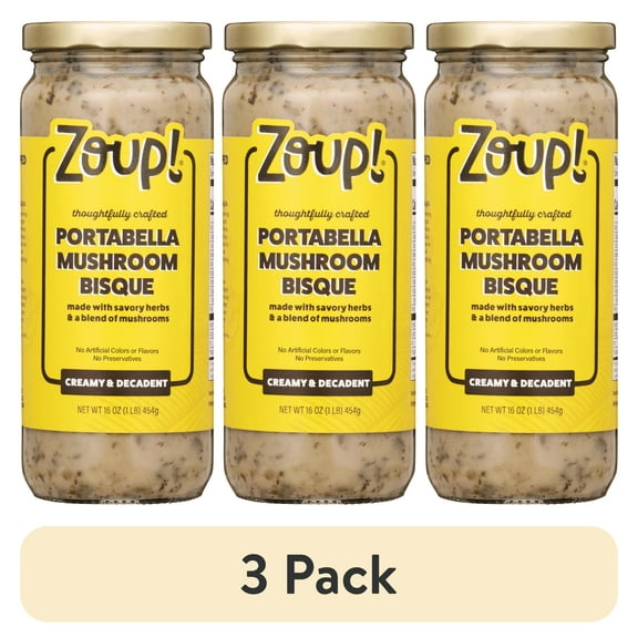 (3 pack) Zoup! Good, Really Good, Portobello Mushroom Bisque Soup, Shelf-Stable, 16 oz