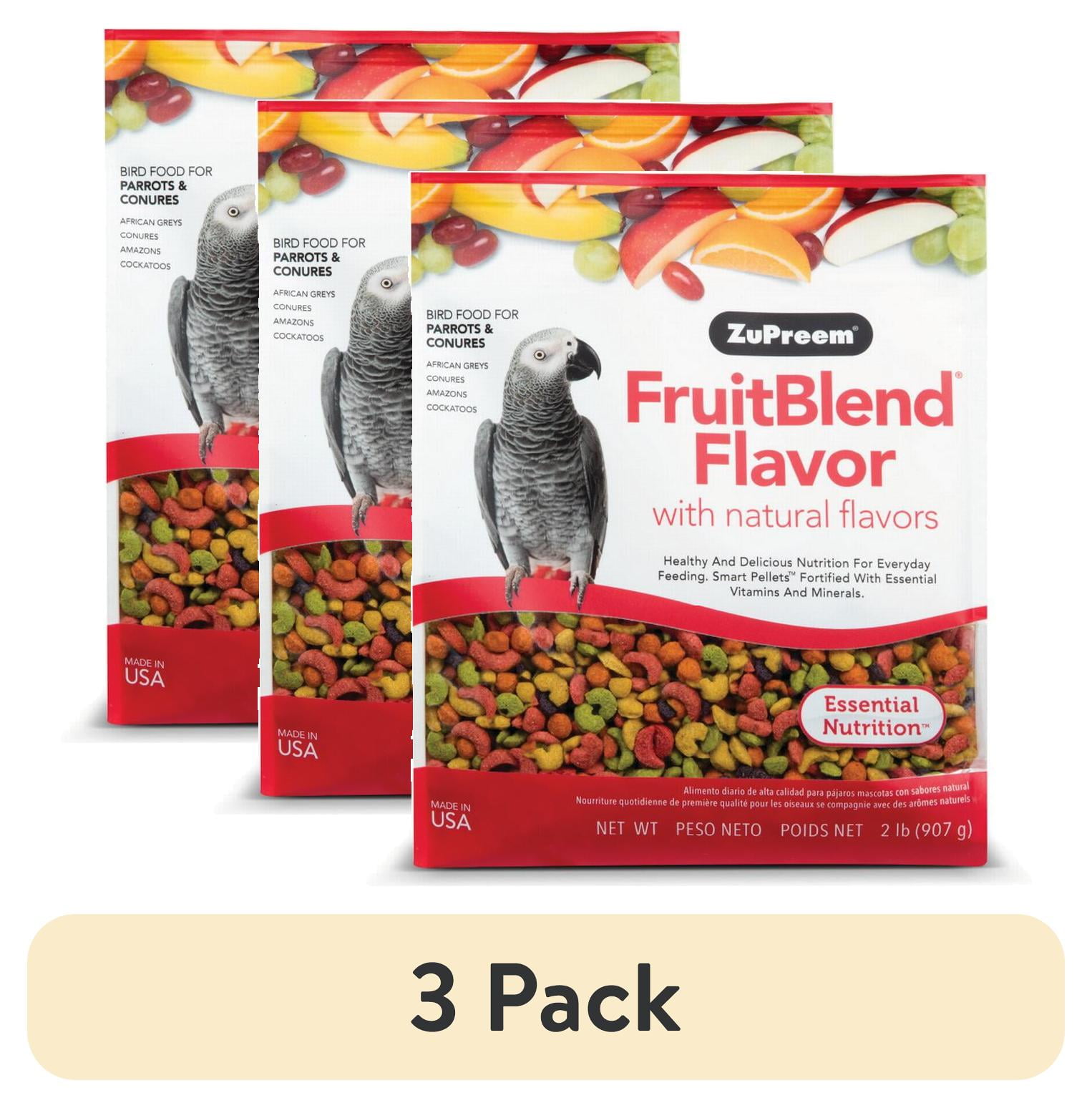(3 pack) ZuPreem® FruitBlend® Flavor with Natural Flavors Bird Food for Med/Large Birds
