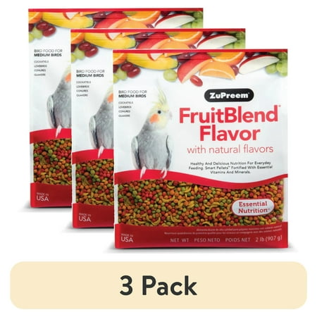 (3 pack) ZuPreem FruitBlend Flavor with Natural Flavors Bird Food for Medium Birds