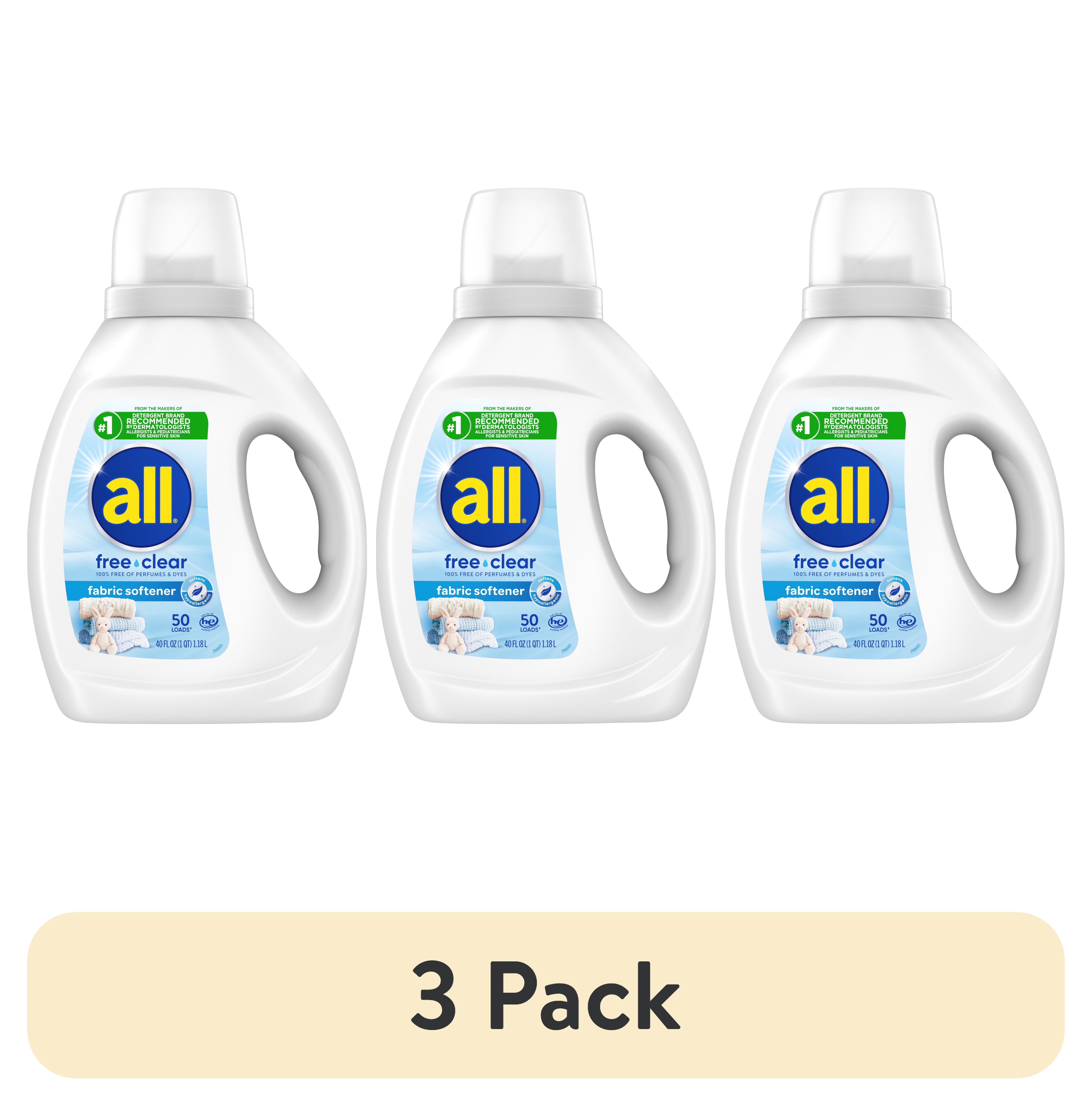 (3 pack) all Liquid Fabric Softener for Sensitive Skin, Free Clear, 40 fluid Ounces