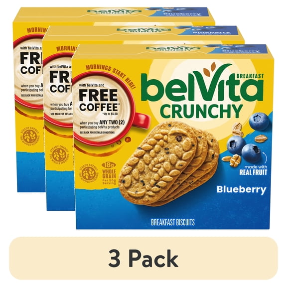 (3 pack) belVita Breakfast Bars Biscuits, Blueberry, 5 Packs (4 Biscuits Per Pack)