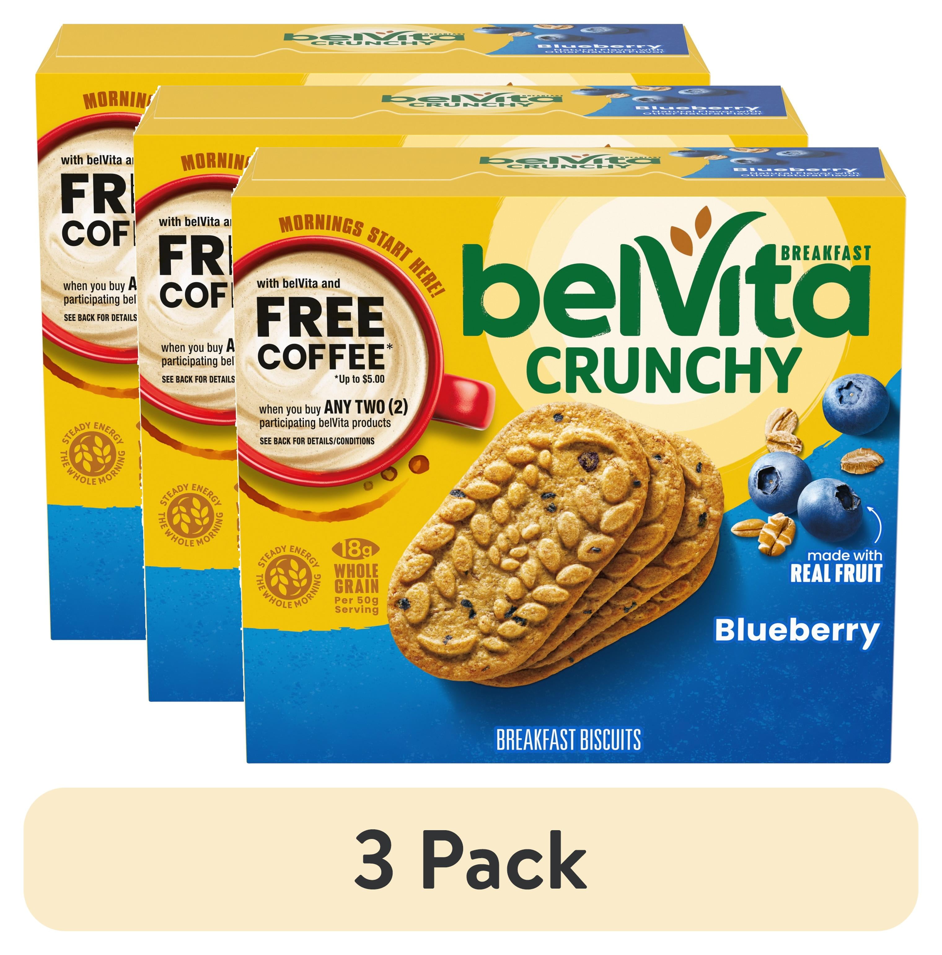 (3 pack) belVita Breakfast Bars Biscuits, Blueberry, 5 Packs (4 Biscuits Per Pack)