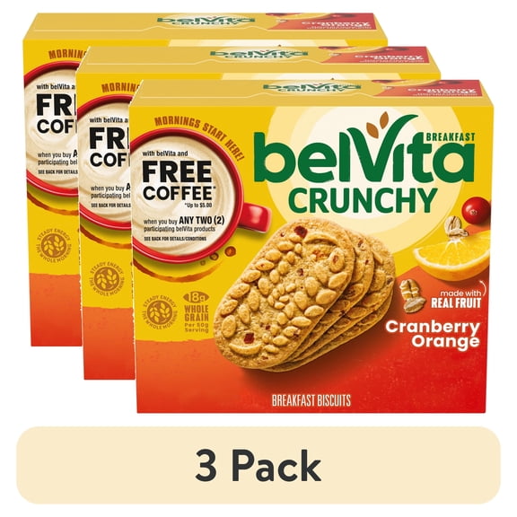 (3 pack) belVita Breakfast Bars Biscuits, Cranberry Orange, 5 Packs (4 Biscuits Per Pack)