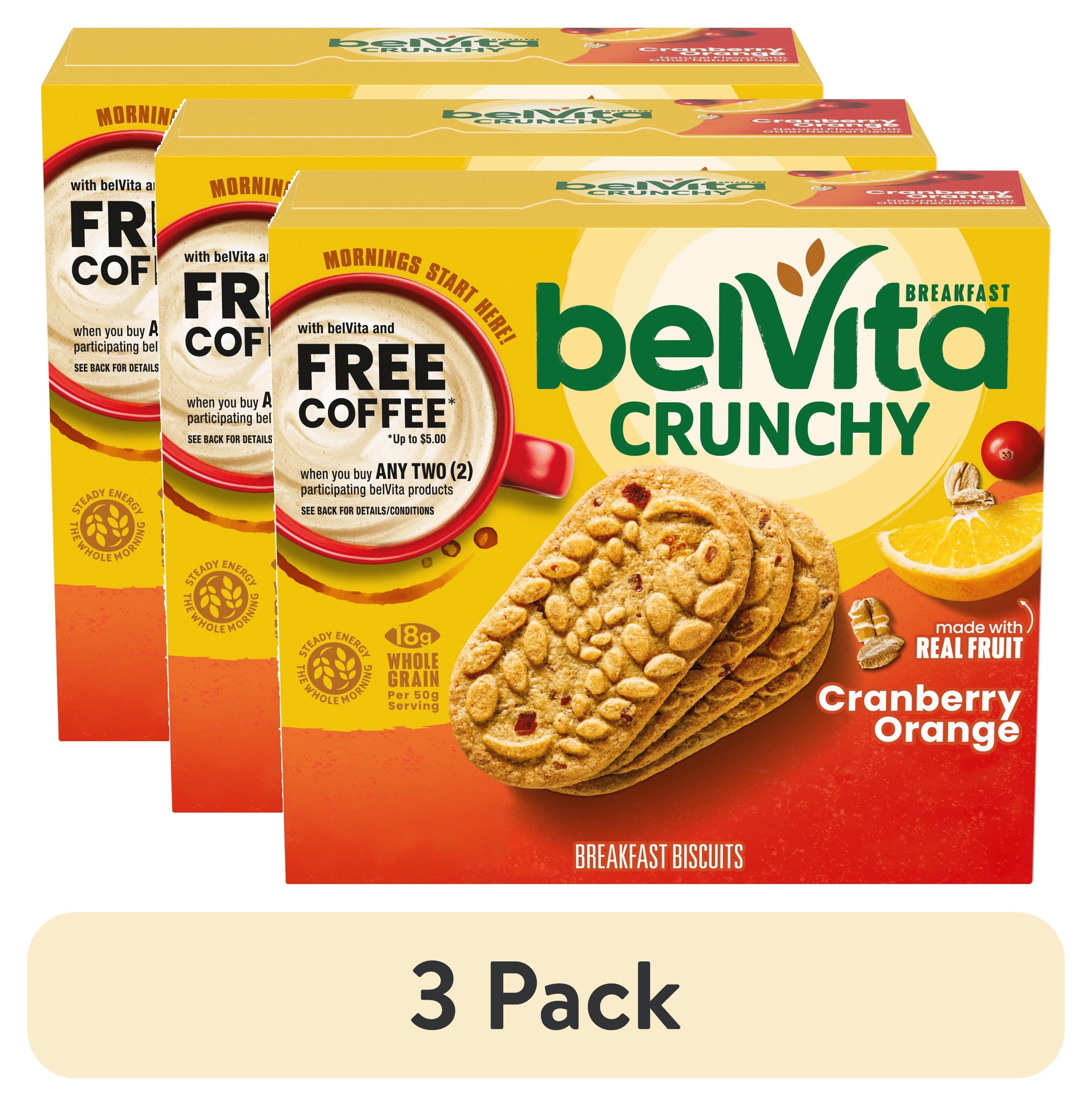 (3 pack) belVita Breakfast Bars Biscuits, Cranberry Orange, 5 Packs (4 Biscuits Per Pack)
